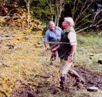 Photograph of members clearing Drumore Pond 20KB